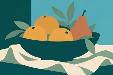 Fruitschaal met contrasterende kleurvlakken