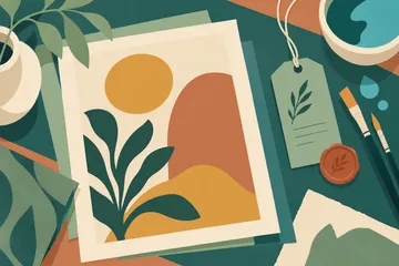 Kunstwerk, penselen en herkomstkaartje