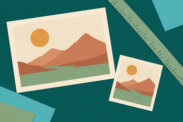 Twee landschapprints en een liniaal