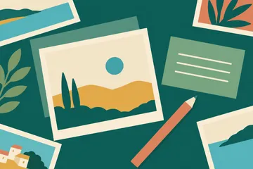Fotoprint, potlood en gegevenskaart op een bureau