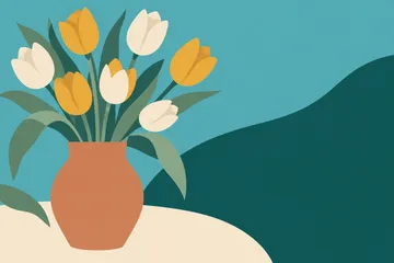 Tulpen in een vaas met ruimte voor een watermerk